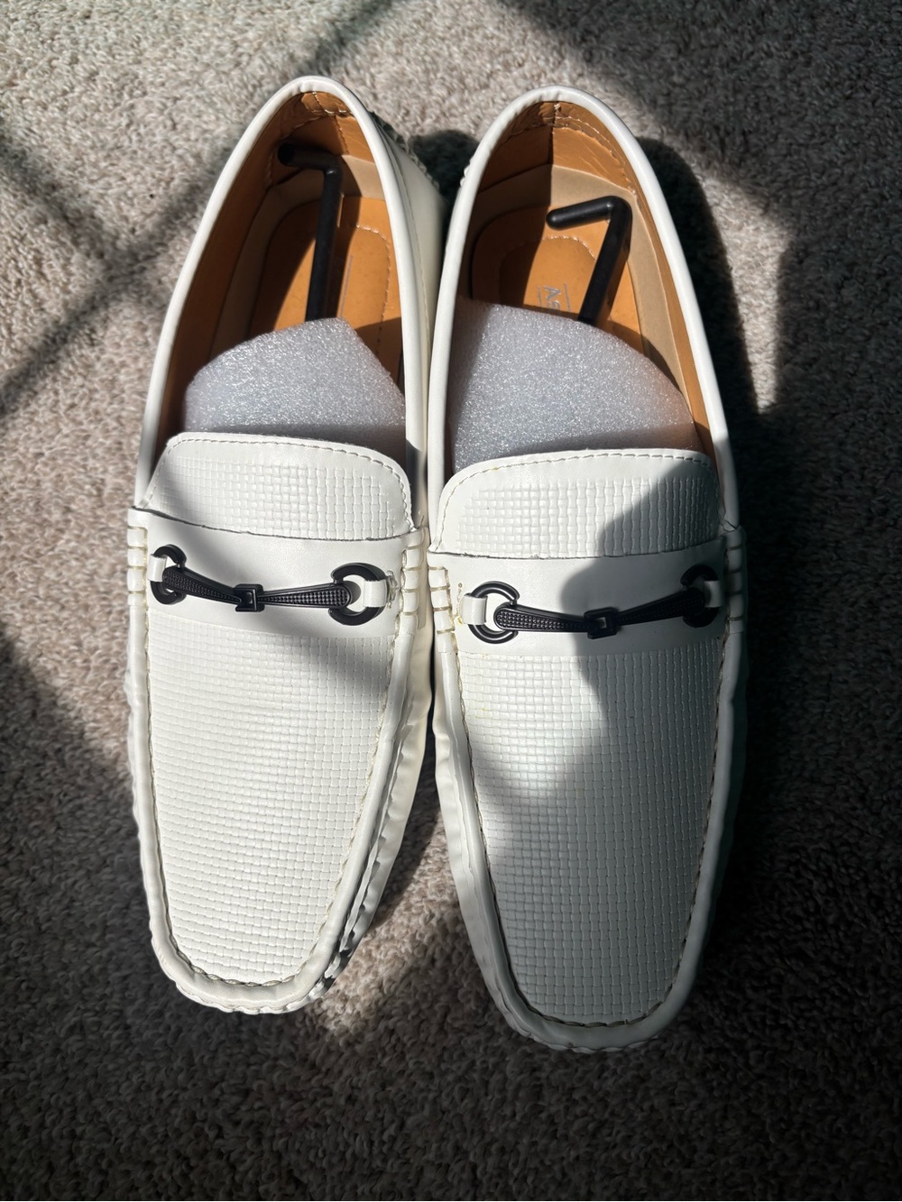 Aston Marc Drive-01 Men’s 10 White Driving Loafers Horsebit Moc Toe Shoes Yacht